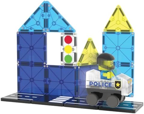 MAGNA-TILES Police Patrol 20-Piece Magnetic Building Set for Kids | Creative Play | STEM Educational Toy | Durable & Saf