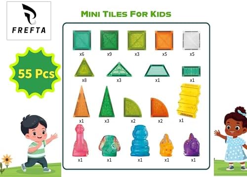 Dinosaur Magnetic Tiles Building Set – STEM Educational Toys for Kids Ages 3+ – Creative 3D Magnetic Blocks with Cute Di