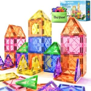Soyee Magnetic Tiles | Magnetic Building Blocks | Educational STEM Toys for Ages 3-12 | Sensory Play for Preschoolers |