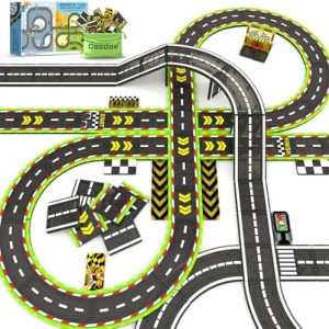 Magnetic Tiles Racing Track & City Road Expansion Pack - STEM Montessori Toys for Toddlers 3+ | Engaging Sensory Play &
