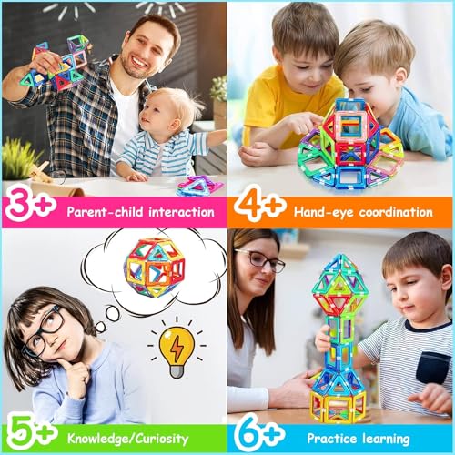Magnetic Tiles Set for 3+ Year Old Boys & Girls | Educational STEM Building Blocks | Perfect Christmas & Birthday Gift |