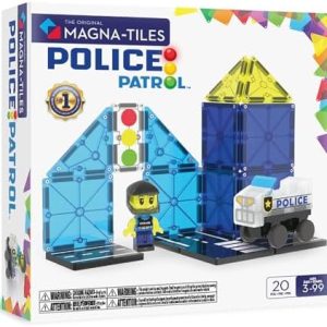 MAGNA-TILES Police Patrol 20-Piece Magnetic Building Set for Kids | Creative Play | STEM Educational Toy | Durable & Saf