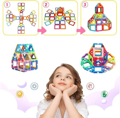 Magnetic Tiles Set for 3+ Year Old Boys & Girls | Educational STEM Building Blocks | Perfect Christmas & Birthday Gift |