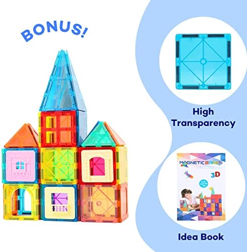 Magnetic Tiles 100PCS - STEM Educational Building Blocks for Kids Ages 3-9 | Magnet Construction Toys Gift for Toddlers