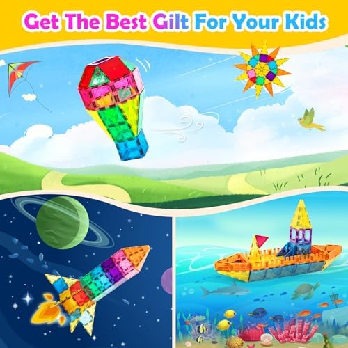 Magnetic Tiles 100PCS - STEM Educational Building Blocks for Kids Ages 3-9 | Magnet Construction Toys Gift for Toddlers