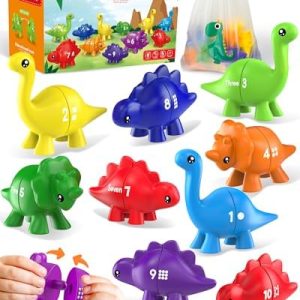 Dinosaur Toys for Kids 3-5 | Montessori Educational Dino Gifts | Preschool Learning Activities | Double Sided Numbers Ma