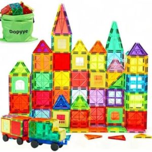 Magnetic Building Tiles for Kids - 100 PCS STEM Educational Magnet Blocks with Storage Bag for Toddlers Ages 3-9 - Creat