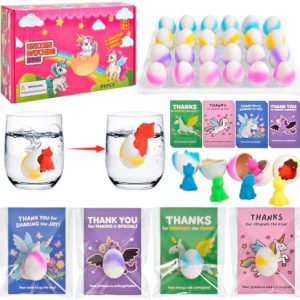 24pcs Unicorn Hatching Eggs - Surprise Toy & 24 Unicorn Cards, Magic Party Favors for Kids Aged 3-10, Perfect for Birthd