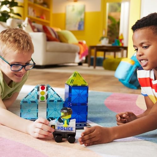 MAGNA-TILES Police Patrol 20-Piece Magnetic Building Set for Kids | Creative Play | STEM Educational Toy | Durable & Saf