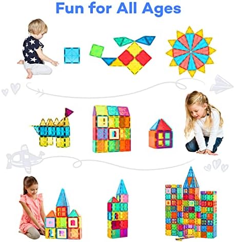 Magnetic Tiles 100PCS - STEM Educational Building Blocks for Kids Ages 3-9 | Magnet Construction Toys Gift for Toddlers