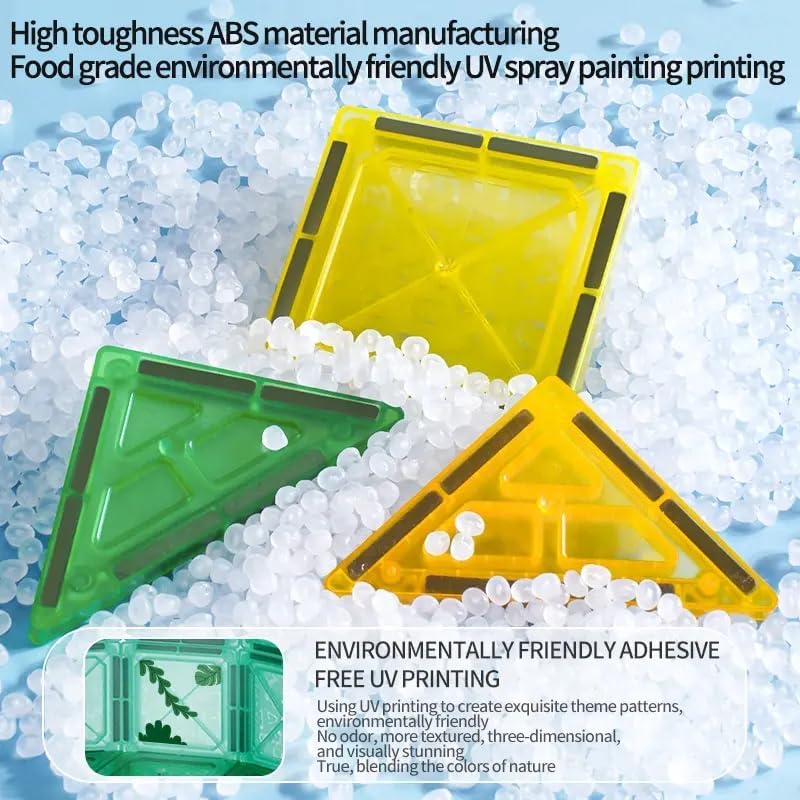 Dinosaur Magnetic Tiles Building Set – STEM Educational Toys for Kids Ages 3+ – Creative 3D Magnetic Blocks with Cute Di